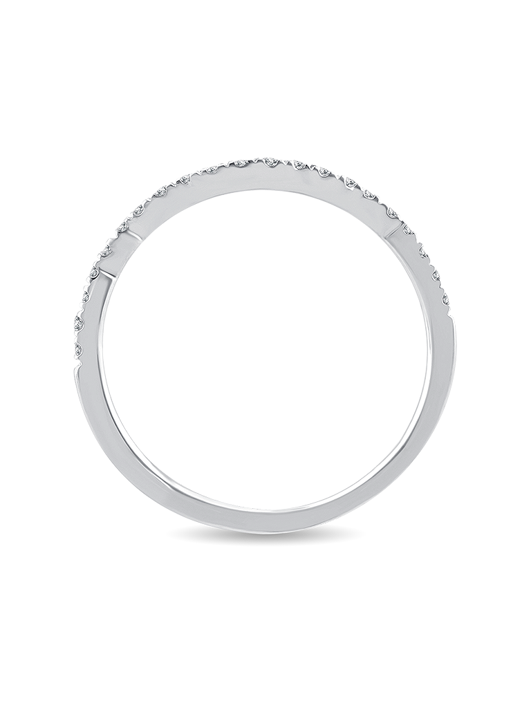 10K White Gold 1/8CT. Curved Diamond Band