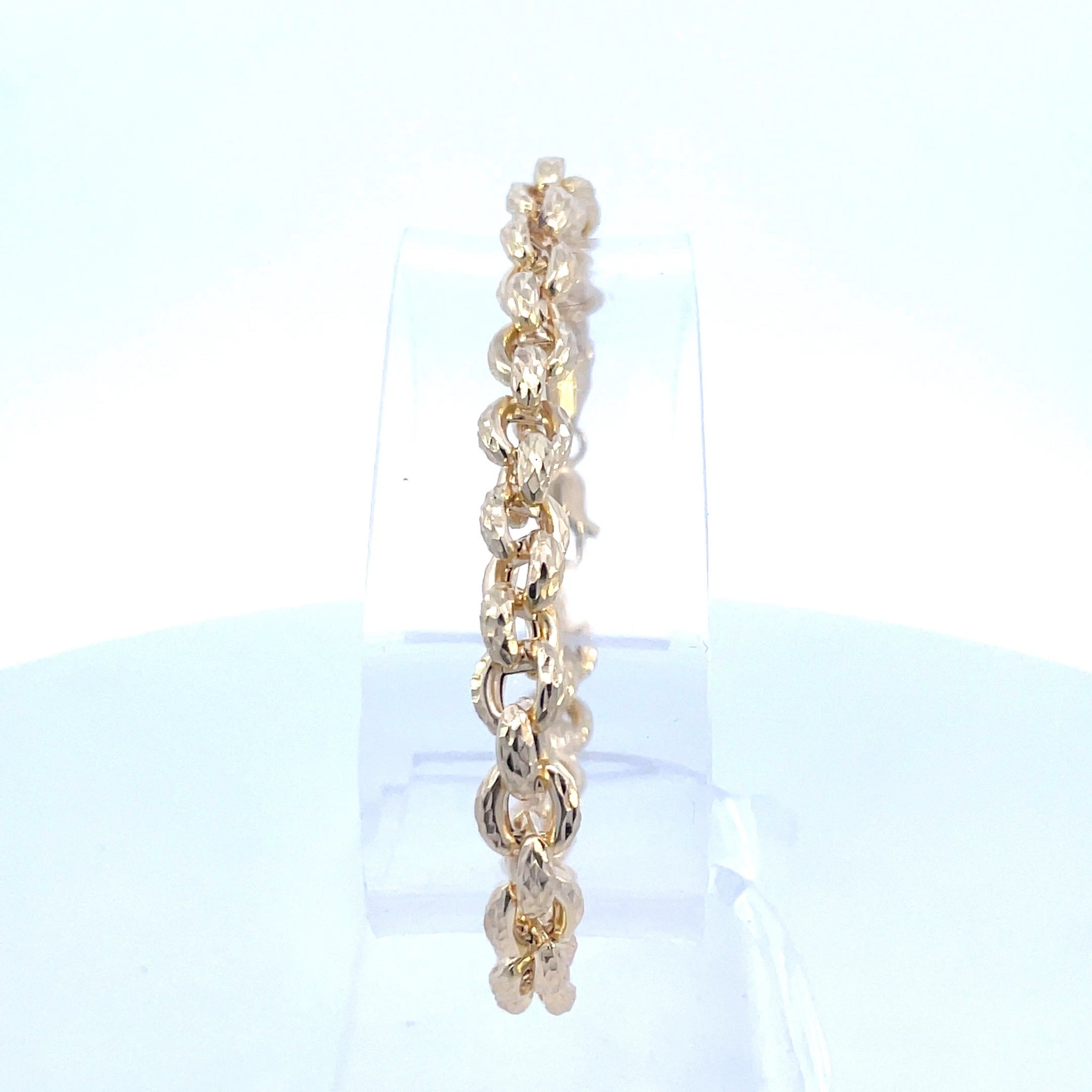 14K Yellow Gold Diamond-Cut Rolo Link Bracelet