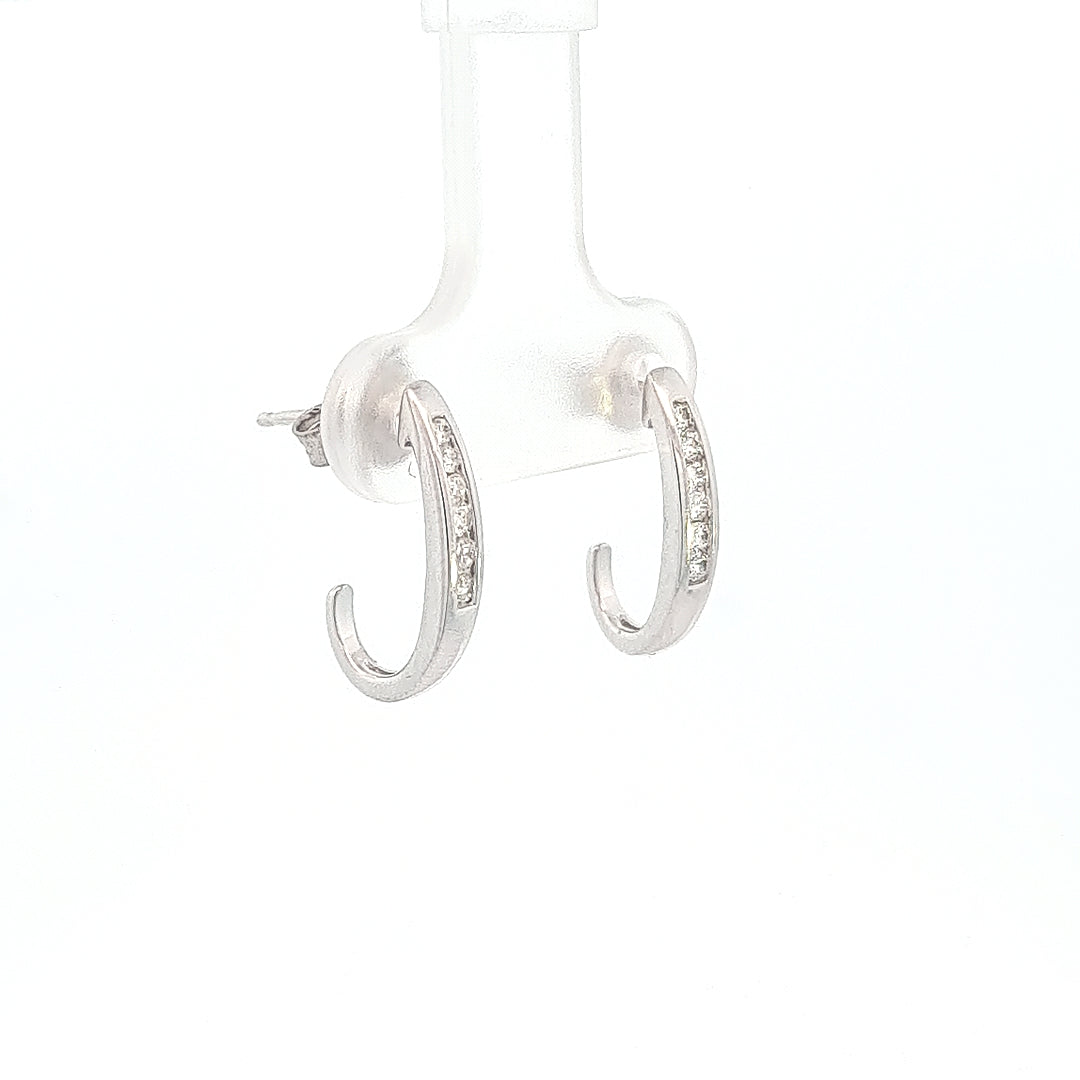 14K White Gold 1/4CT. Faux Hoop Earrings