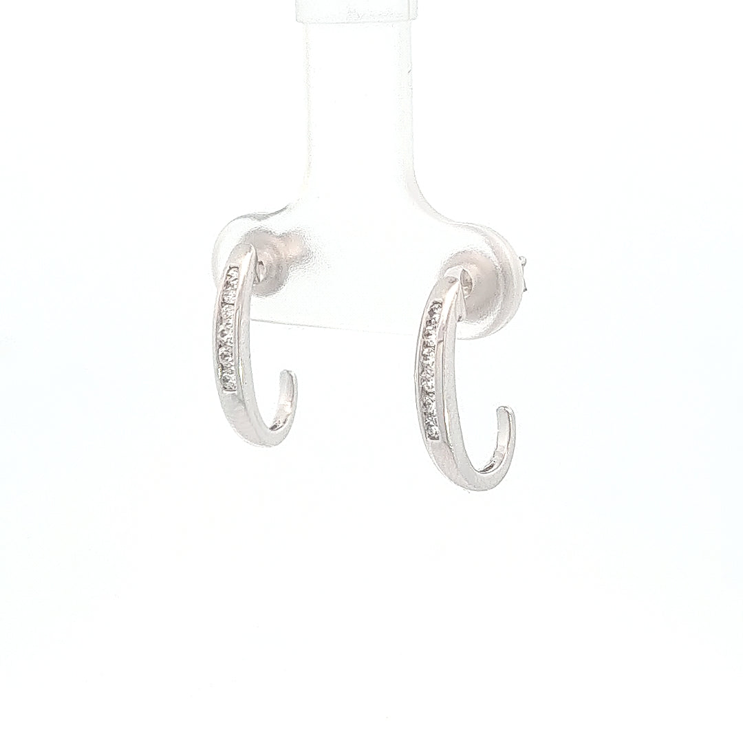 14K White Gold 1/4CT. Faux Hoop Earrings