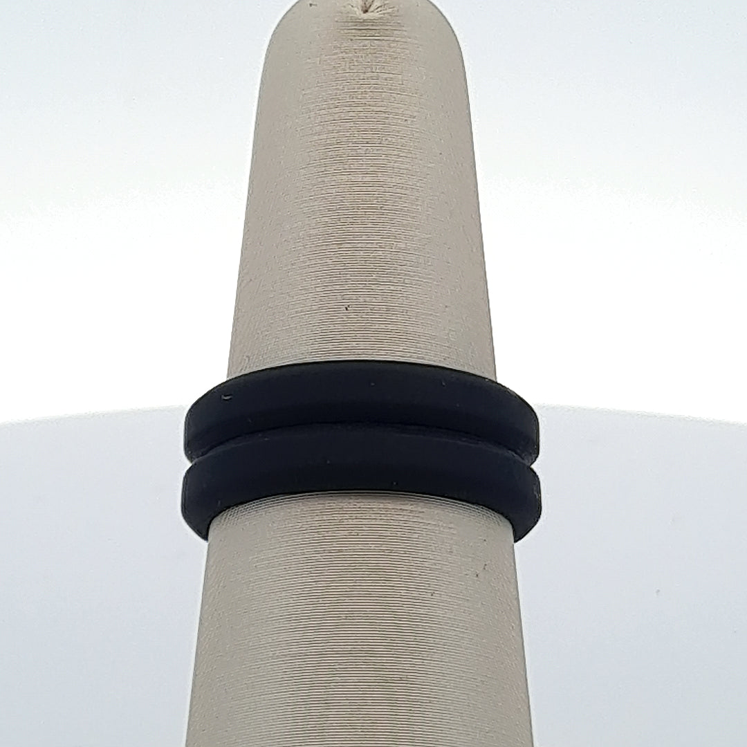 Black Silicone 8MM Grooved Wedding Band