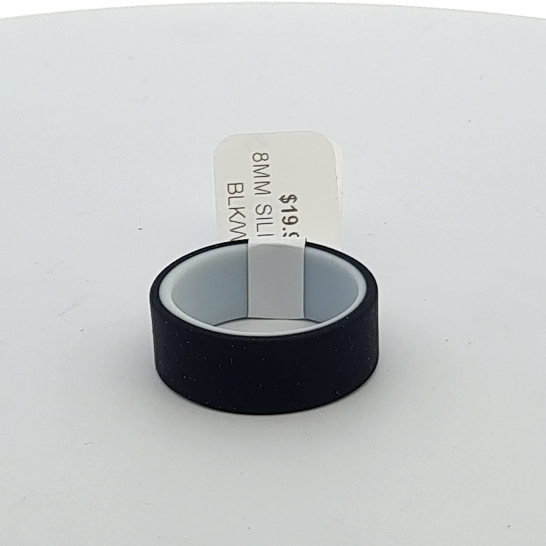 Black Silicone 8MM White-Sleeve Wedding Band