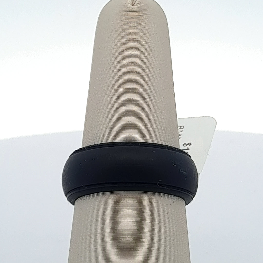 Black Silicone 8MM Stepped-Edge Wedding Band
