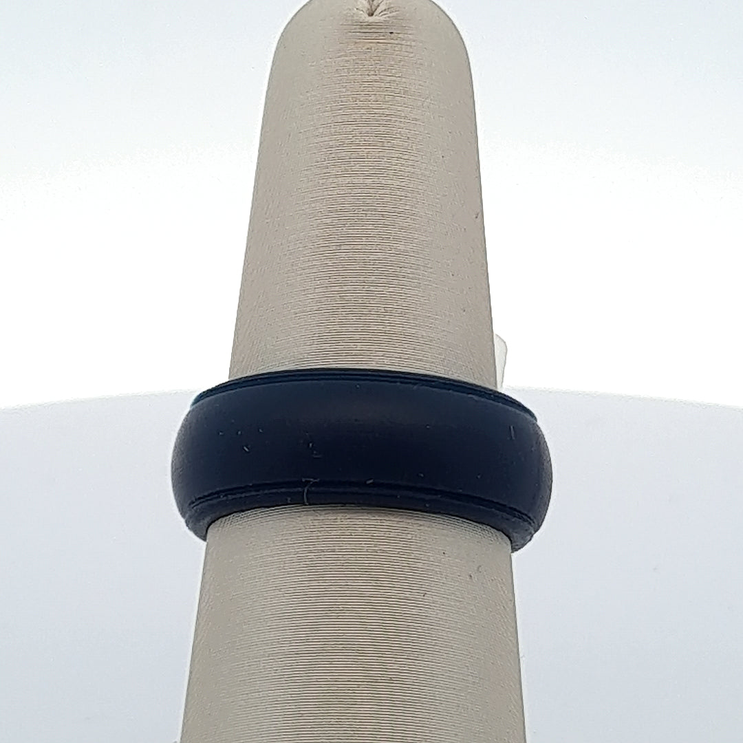 Navy Silicone 8MM Stepped-Edge Wedding Band