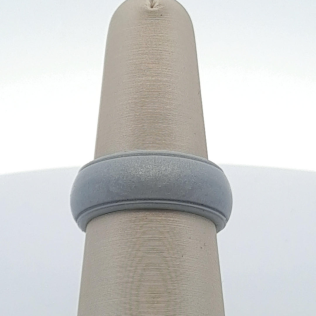 Silver Silicone 8MM Stepped-Edge Wedding Band