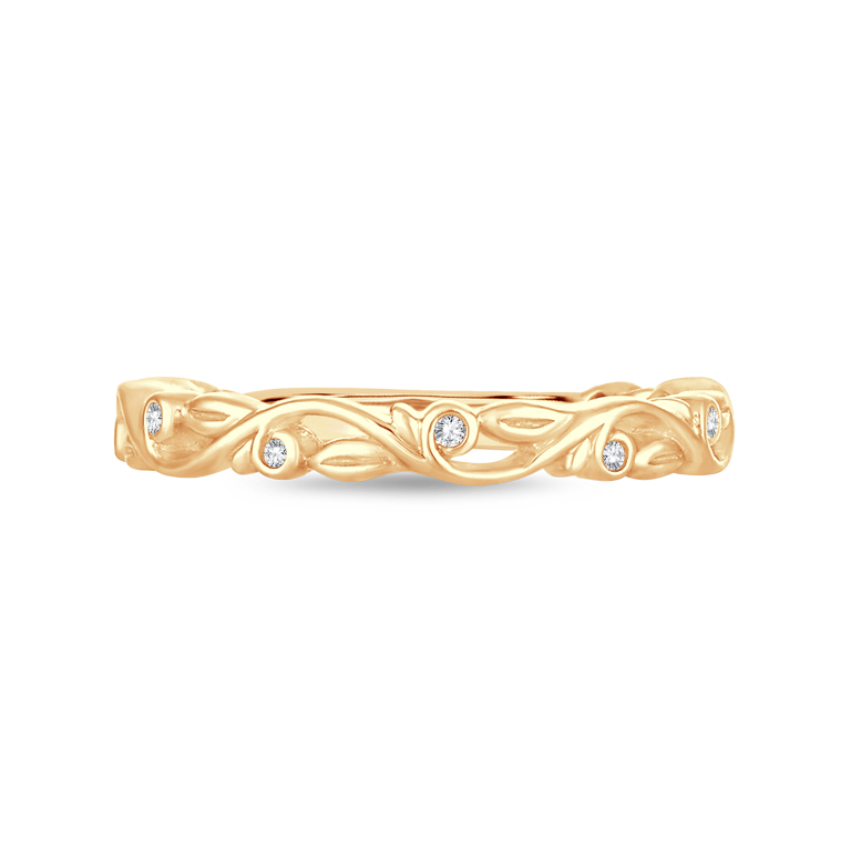 14K Yellow Gold 1/20CT. Diamond Nature-Inspired Band