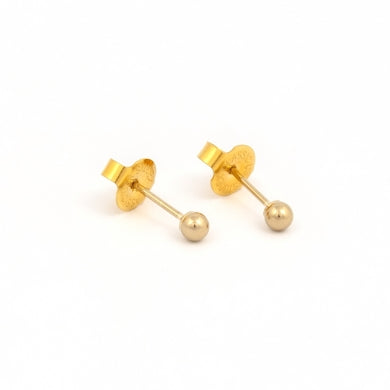 14K Yellow Gold 3MM Ball Piercing Studs