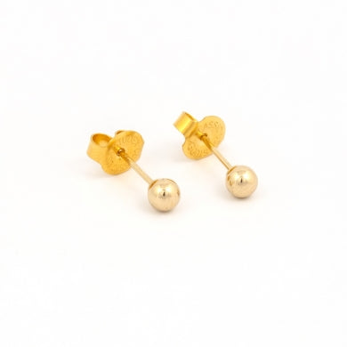 14K Yellow Gold 4MM Ball Piercing Studs
