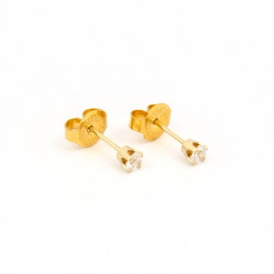 14K Yellow Gold 3MM Cubic Zirconia Piercing Studs