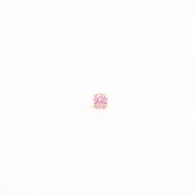14K Yellow Gold 3MM Pink Cubic Zirconia Piercing Studs