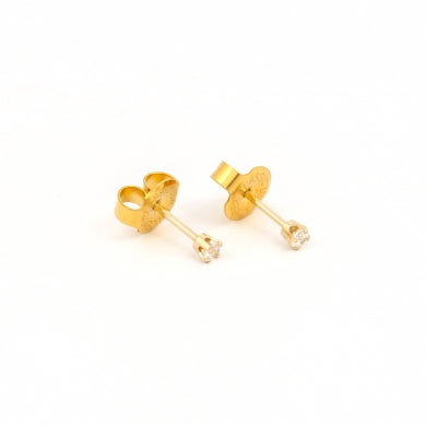 14K Yellow Gold 2MM Cubic Zirconia Baby Piercing Studs