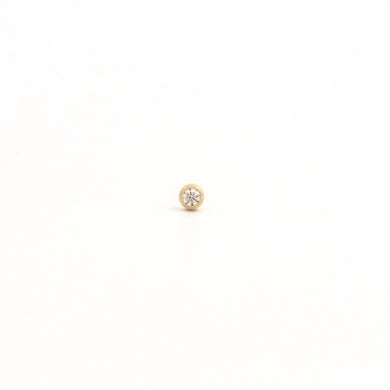 14K Yellow Gold 2MM Cubic Zirconia Baby Bezel Piercing Studs