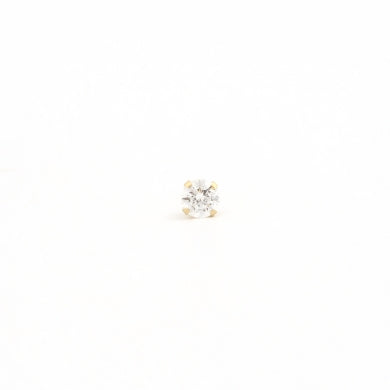 14K Yellow Gold 5MM Cubic Zirconia Piercing Studs