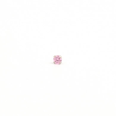 14K White Gold 3MM Pink Cubic Zirconia Piercing Studs