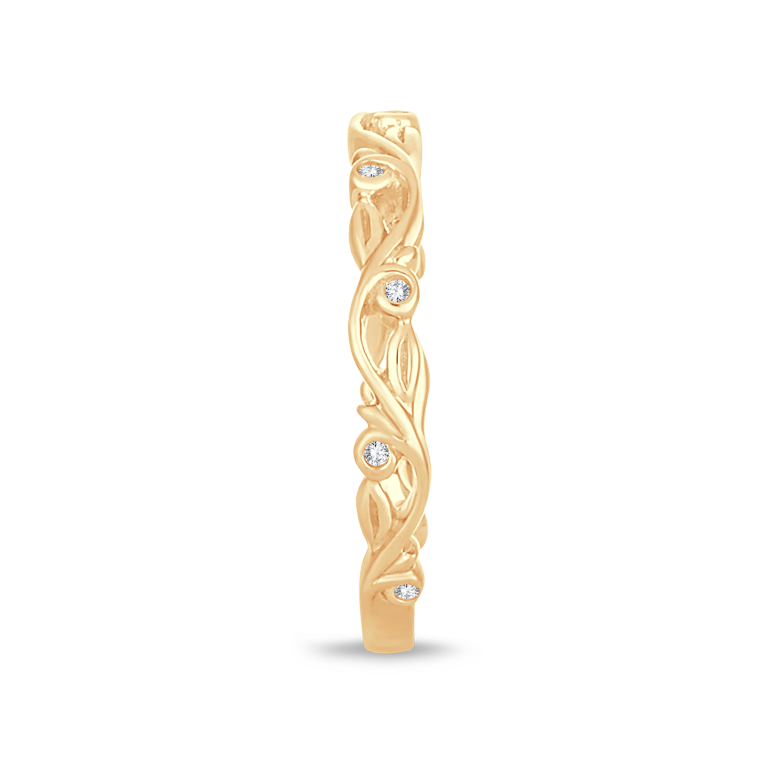 14K Yellow Gold 1/20CT. Diamond Nature-Inspired Band