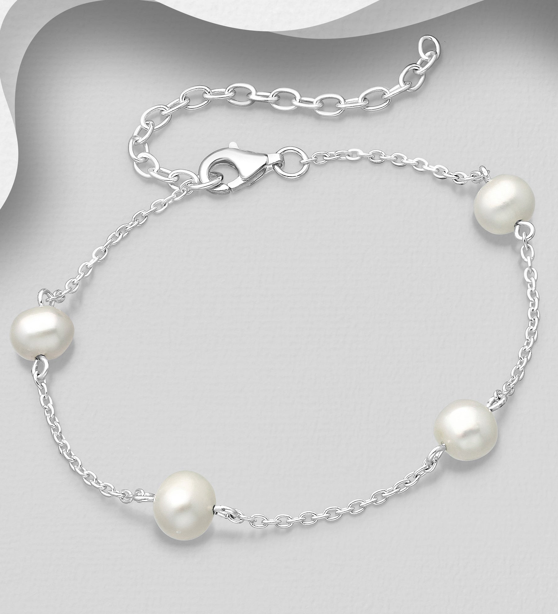 Sterling Silver Freshwater Pearl Beaded Bracelet