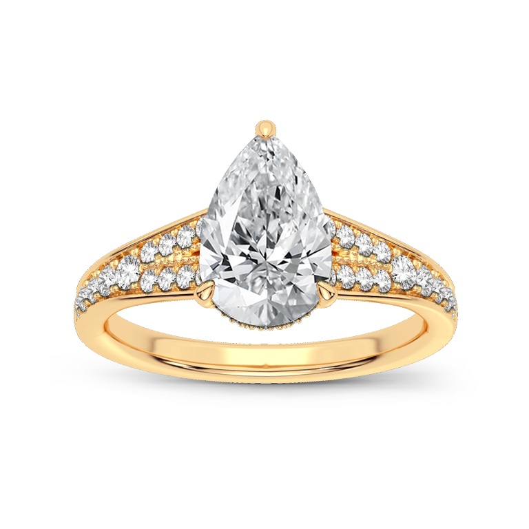 10K Yellow Gold 1CTW. Pear Lab-Grown Diamond Split Shank Engagement Ring