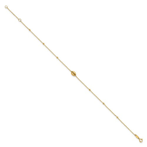 14K Yellow Gold Puka Shell & Bead Anklet