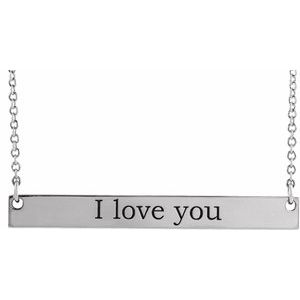 14K White Gold Engravable Bar Necklace