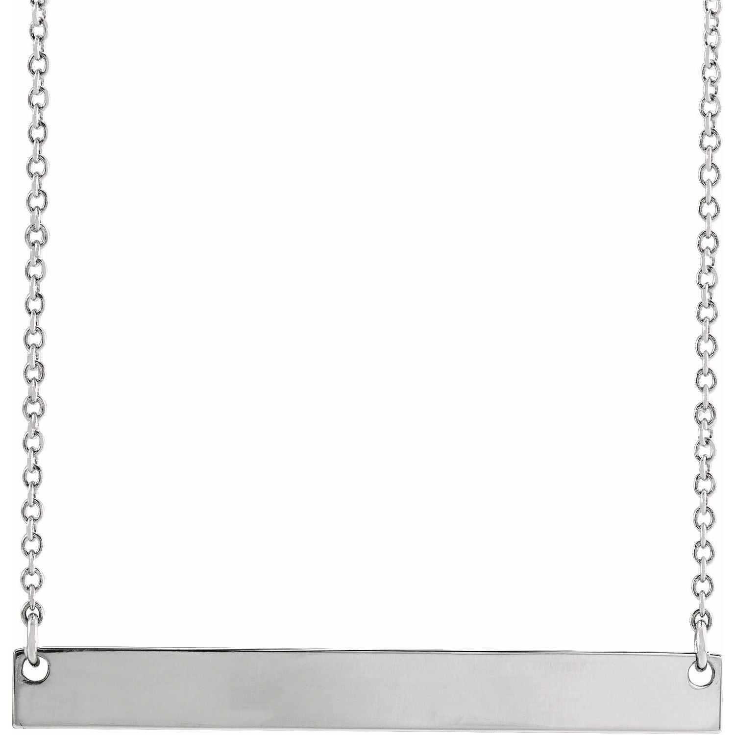 14K White Gold Engravable Bar Necklace