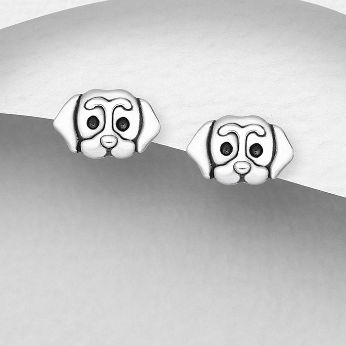 CARA Sterling Silver Beagle Head Stud Earrings