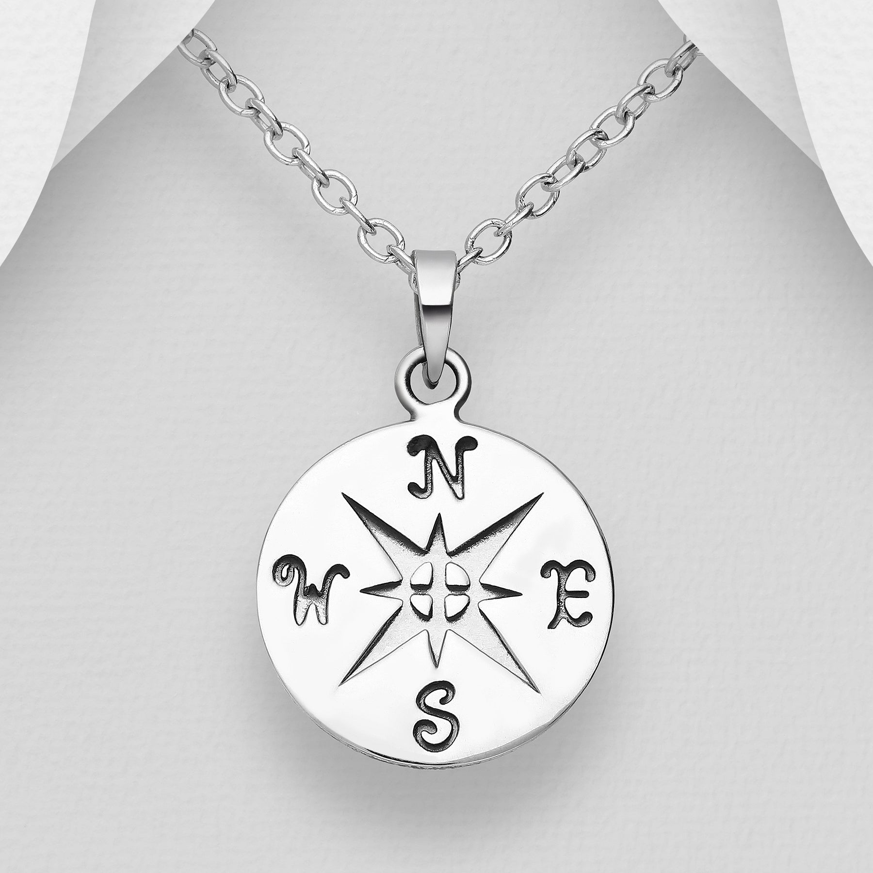 Sterling Silver Compass Pendant