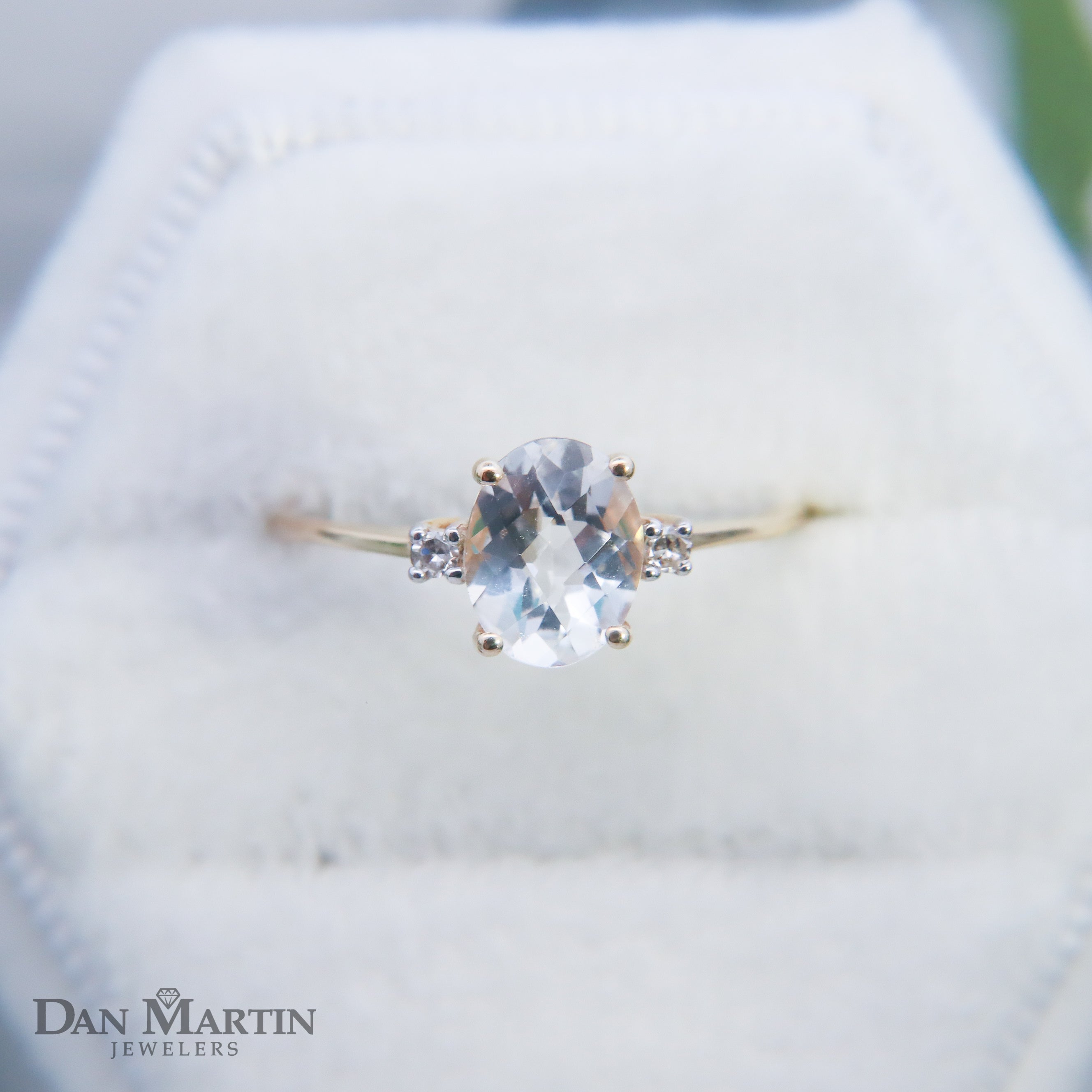 10K Yellow Gold Three-Stone White Sapphire Ring