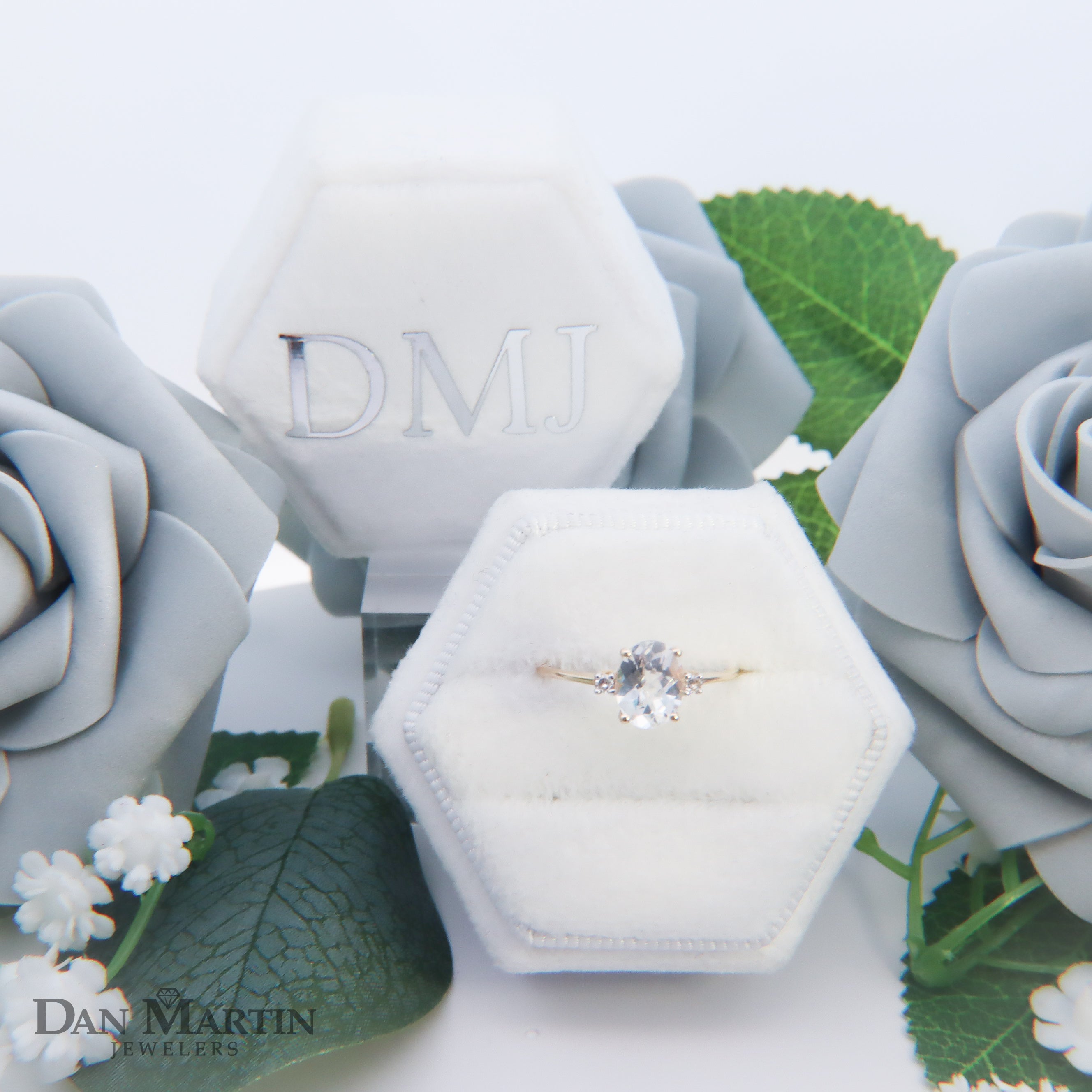 10K Yellow Gold Three-Stone White Sapphire Ring