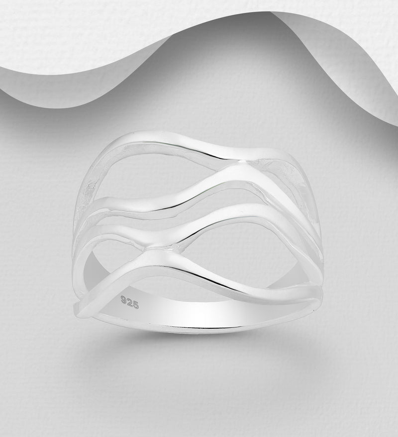 925 Sterling Silver Freeform Layered Ring