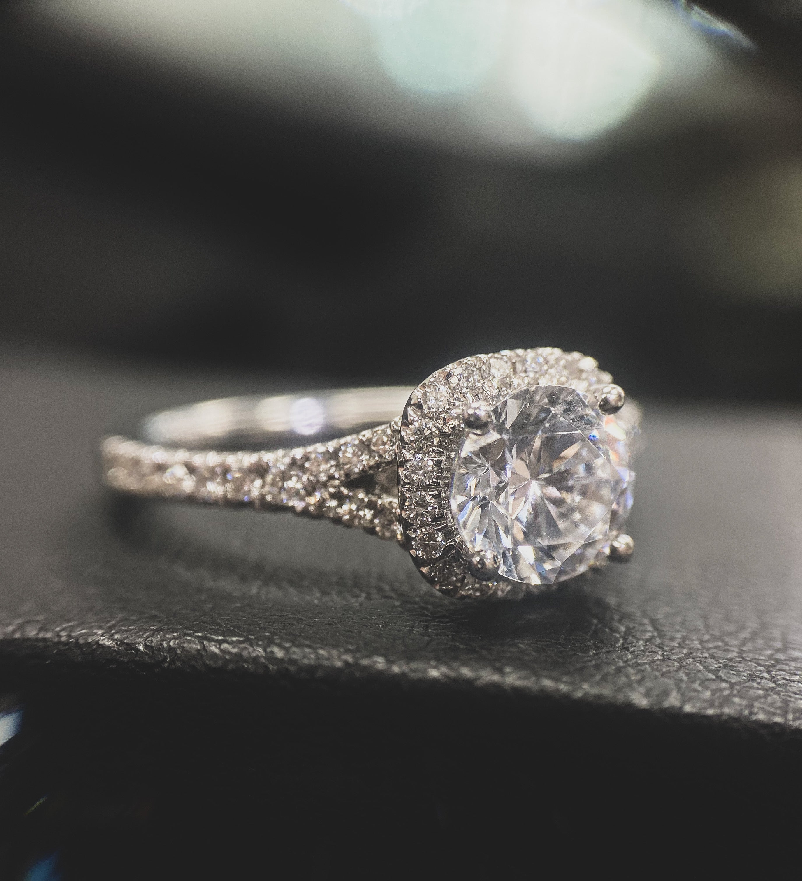 14k White Gold Semi Mount Halo Engagement Ring