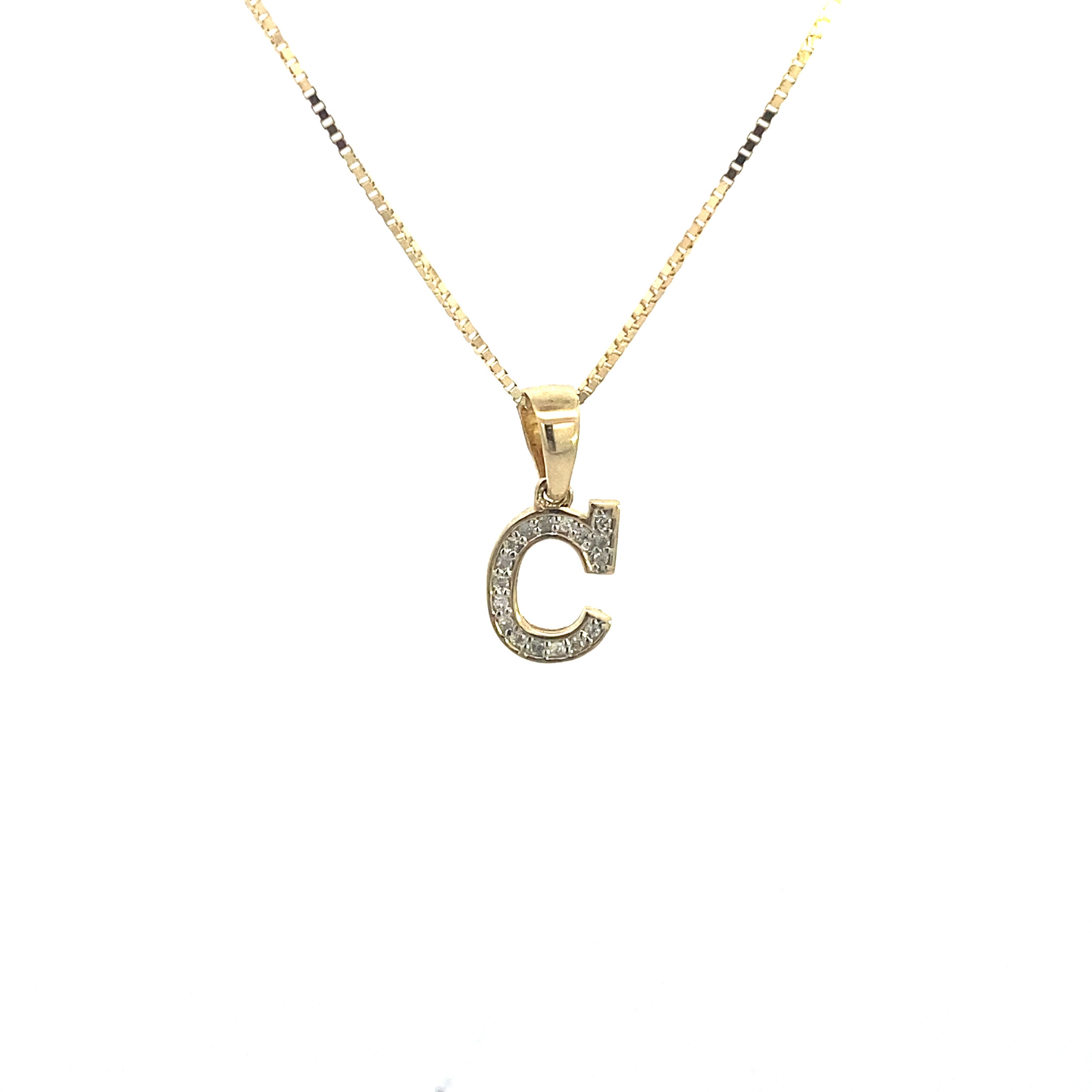 10K Yellow Gold 1/10CT. Diamond Initial Letter Pendant
