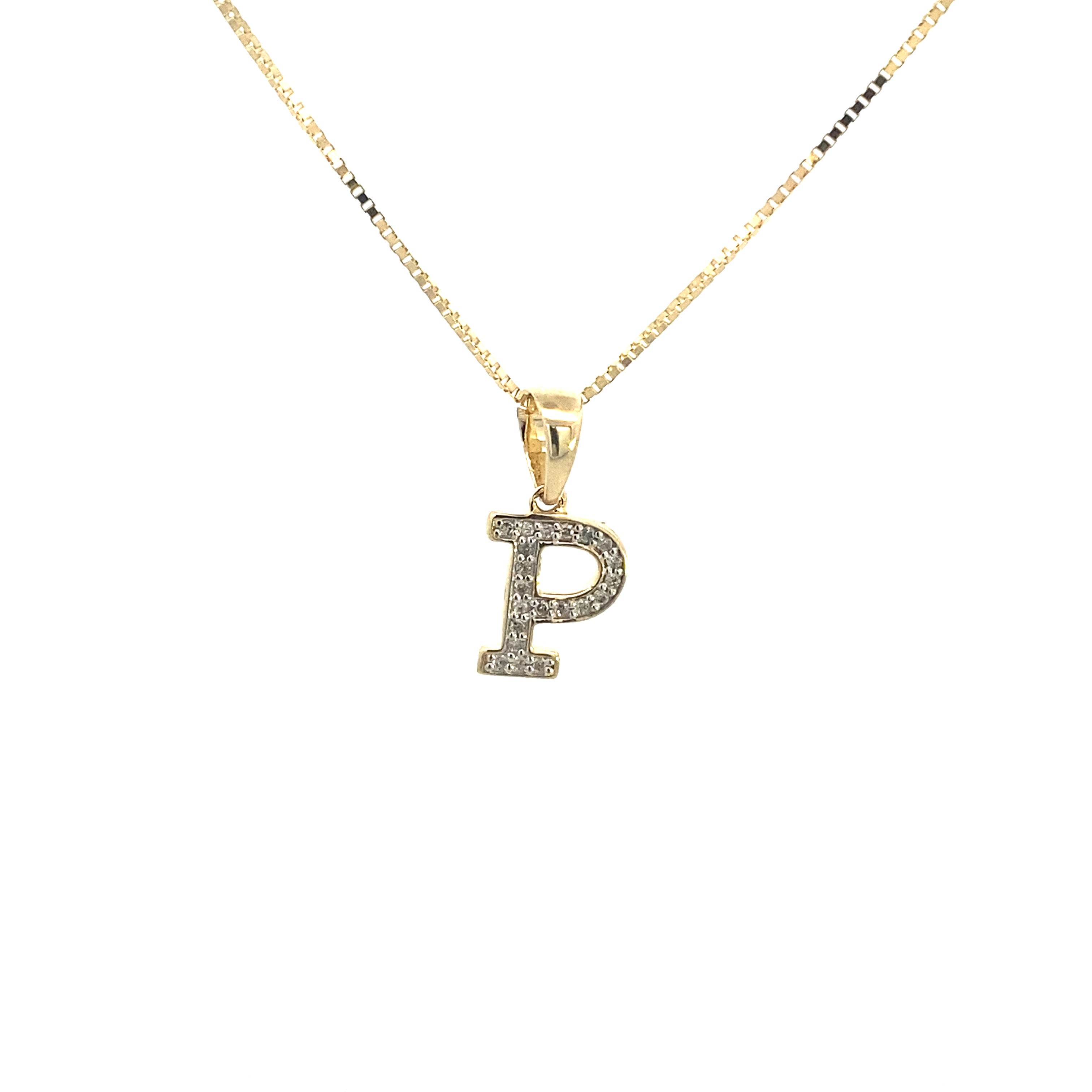 10K Yellow Gold 1/10CT. Diamond Initial Letter Pendant