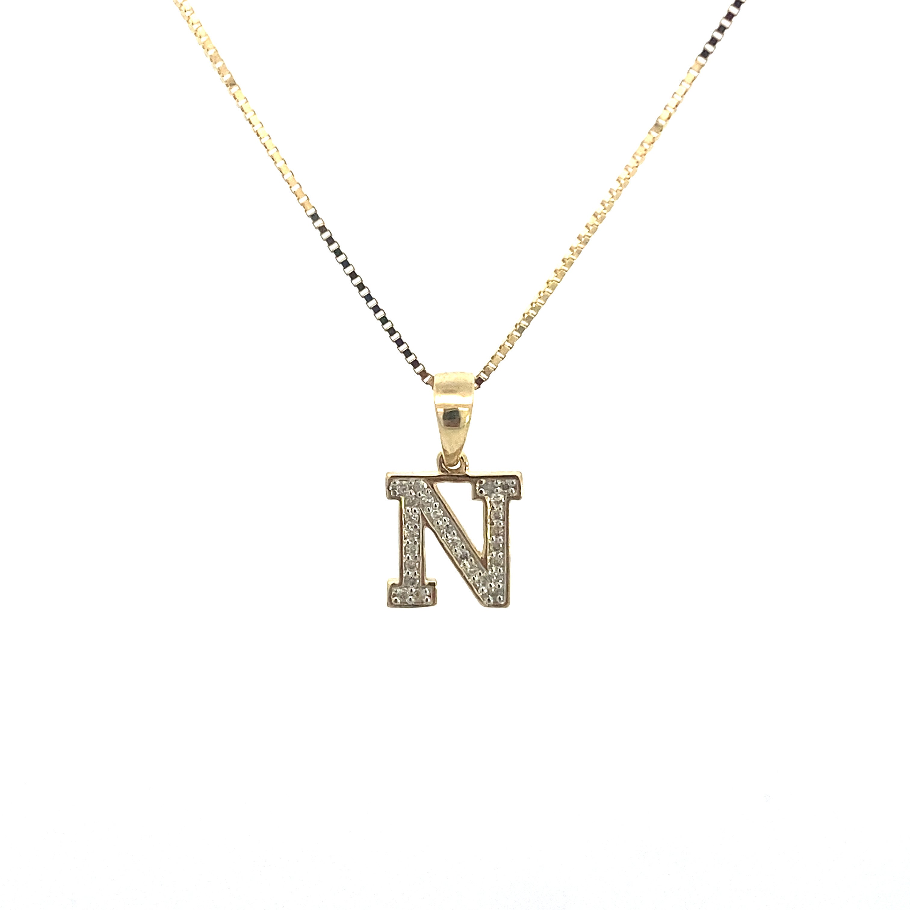 10K Yellow Gold 1/10CT. Diamond Initial Letter Pendant