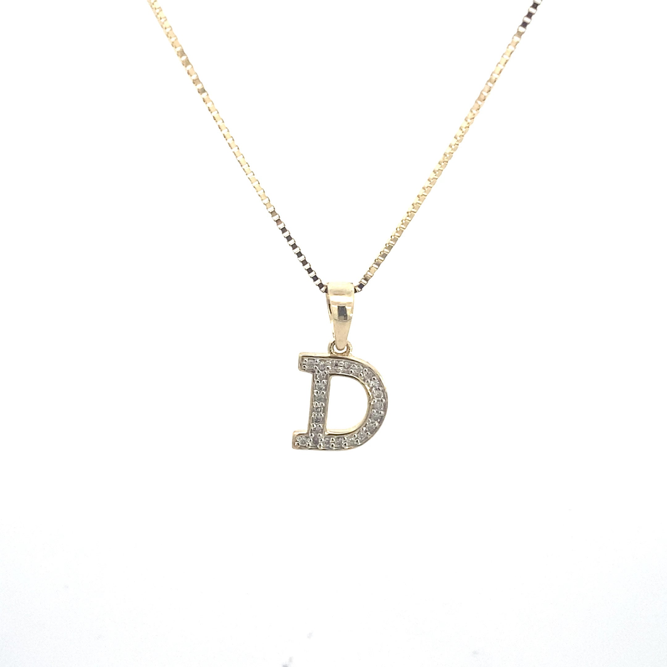 10K Yellow Gold 1/10CT. Diamond Initial Letter Pendant
