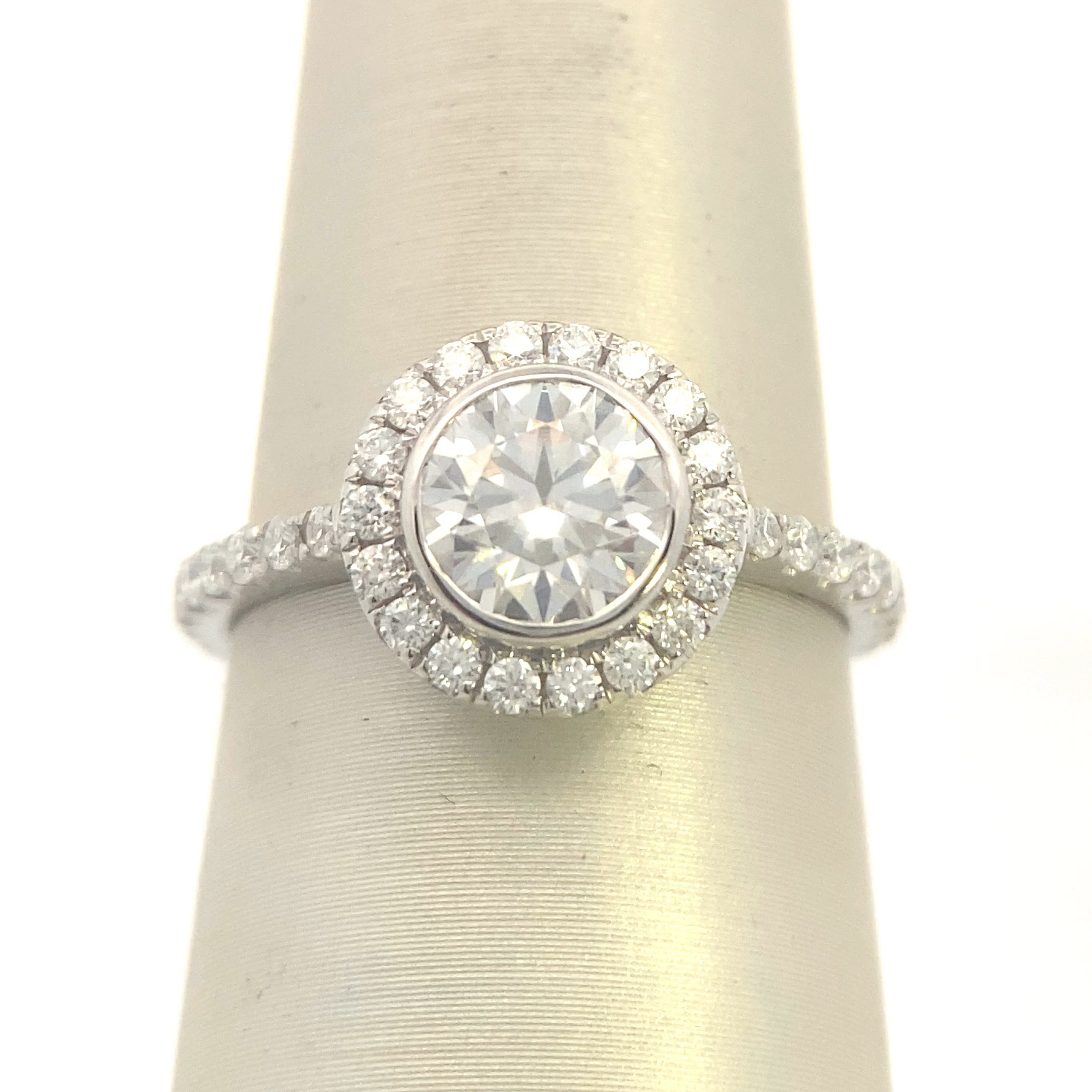 10K White Gold 1CT. Moissanite-Halo Engagement Ring