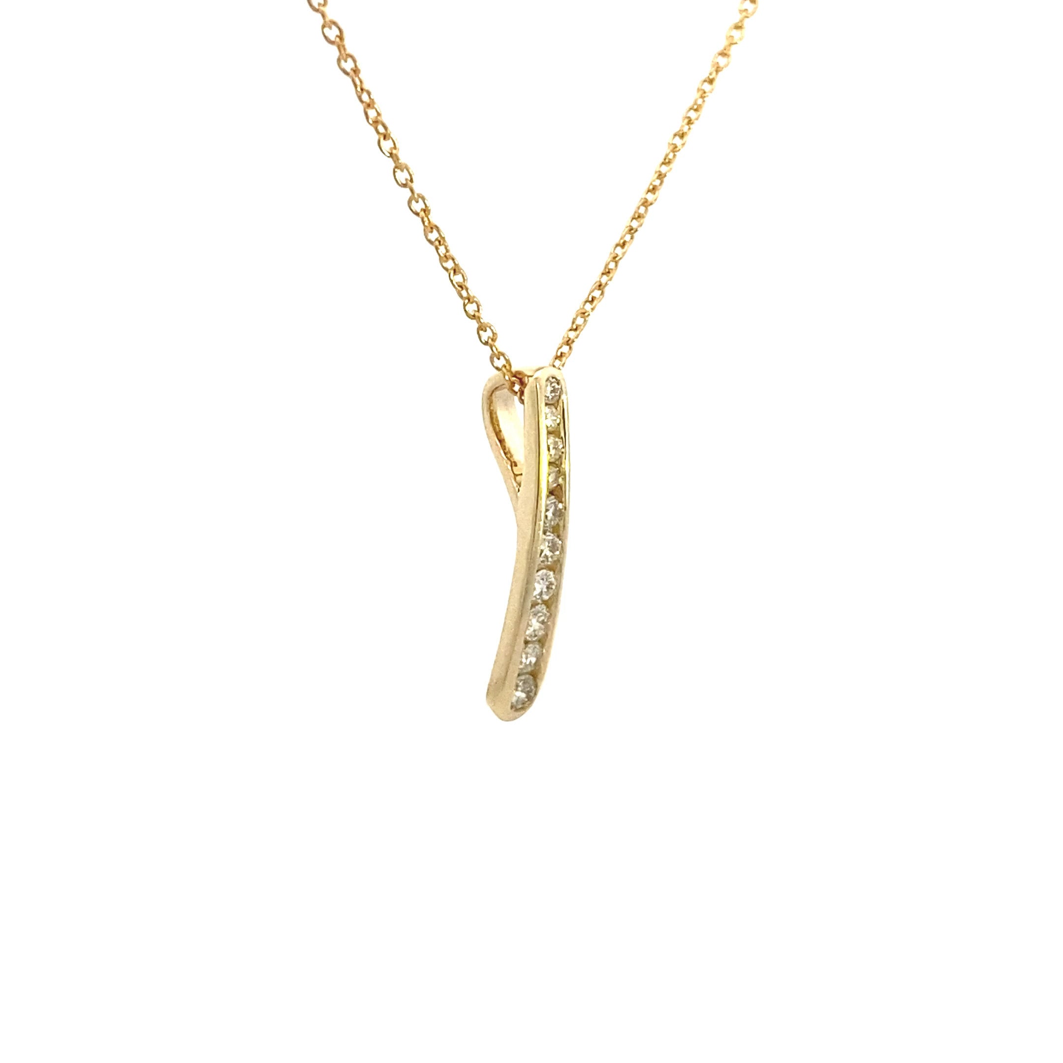10K Yellow Gold 1/5CT. Channel-Set Bar Necklace