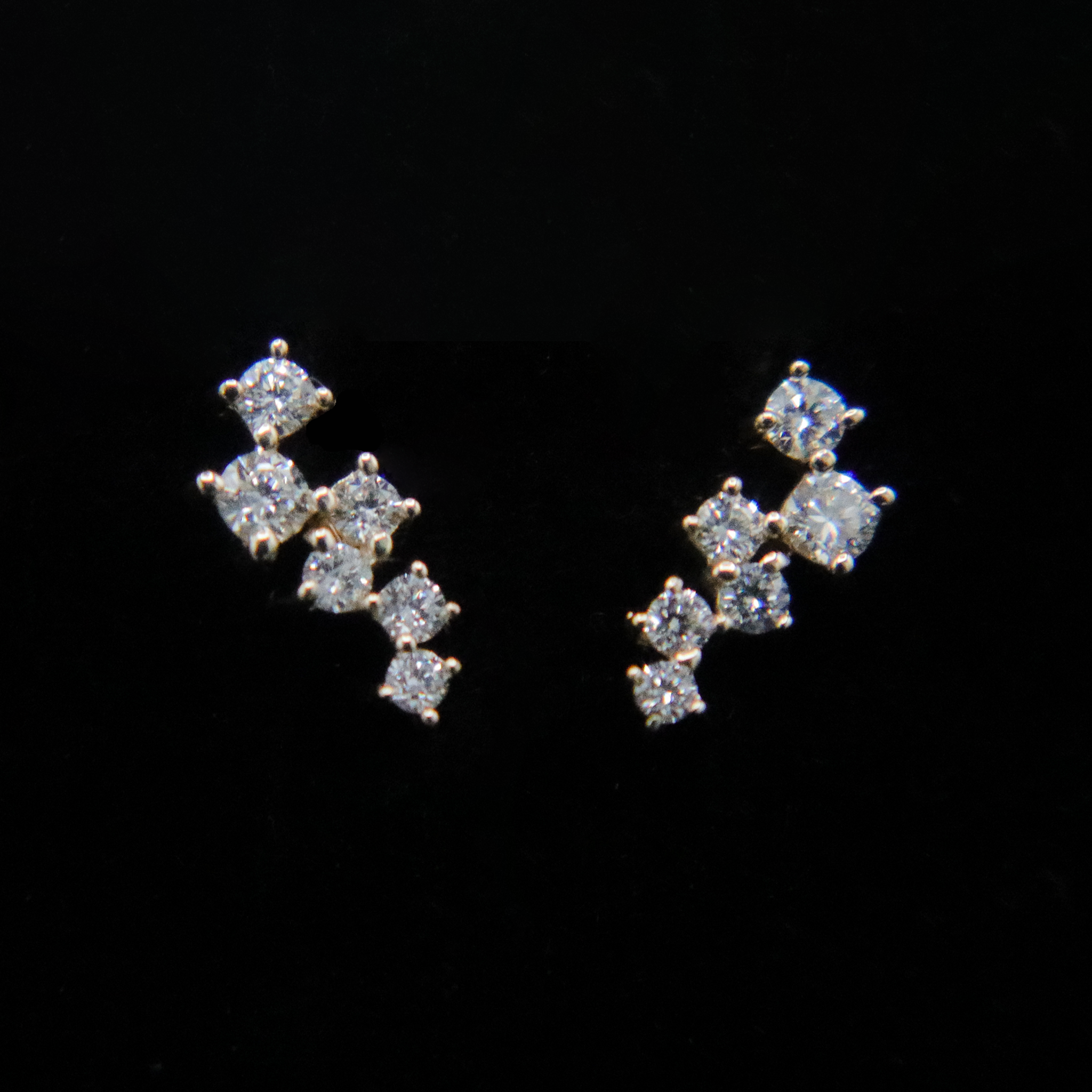 14K Yellow Gold 1/4CT. Scattered Diamond Mini Climber Stud Earrings