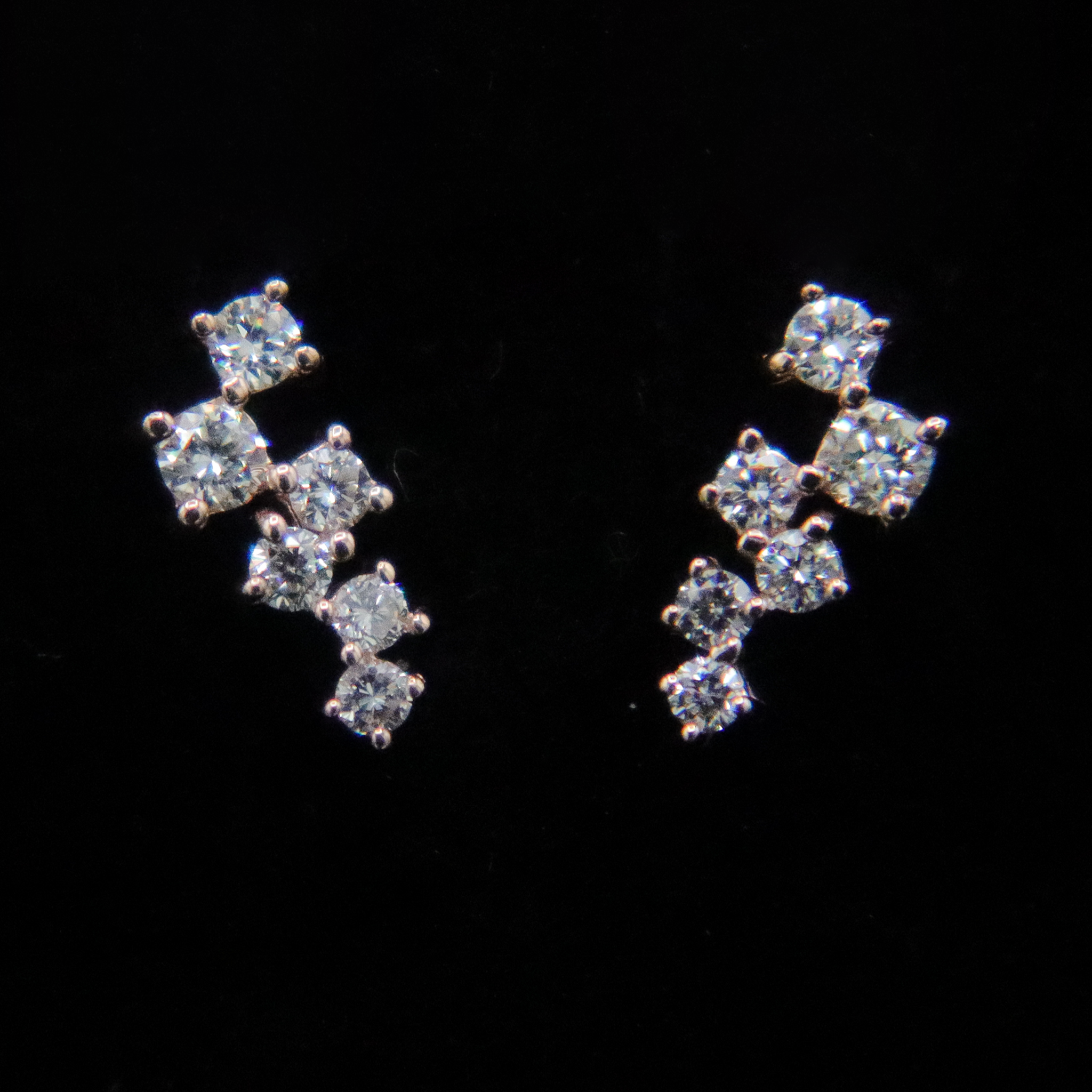 14K Yellow Gold 1/4CT. Scattered Diamond Mini Climber Stud Earrings