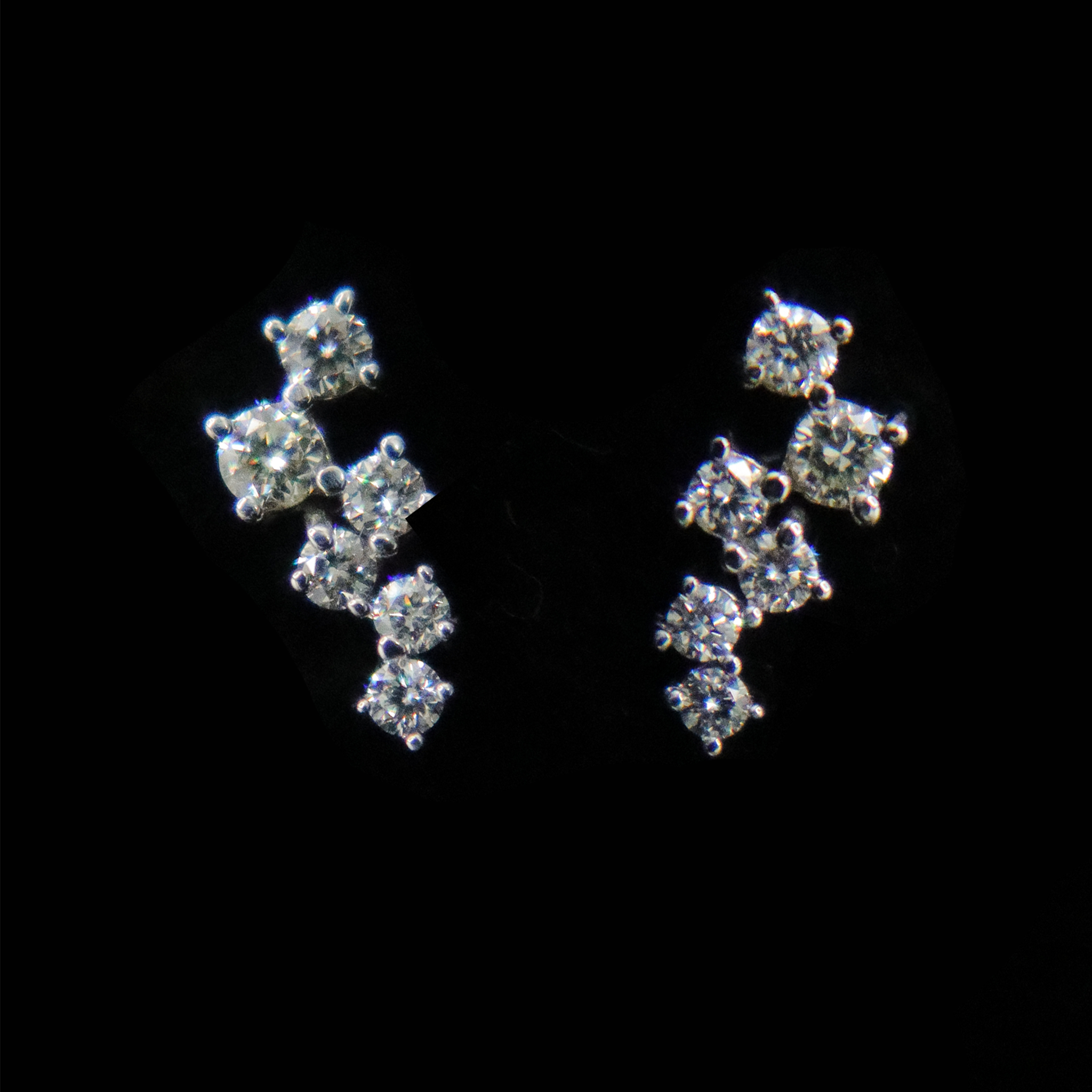 14K Yellow Gold 1/4CT. Scattered Diamond Mini Climber Stud Earrings