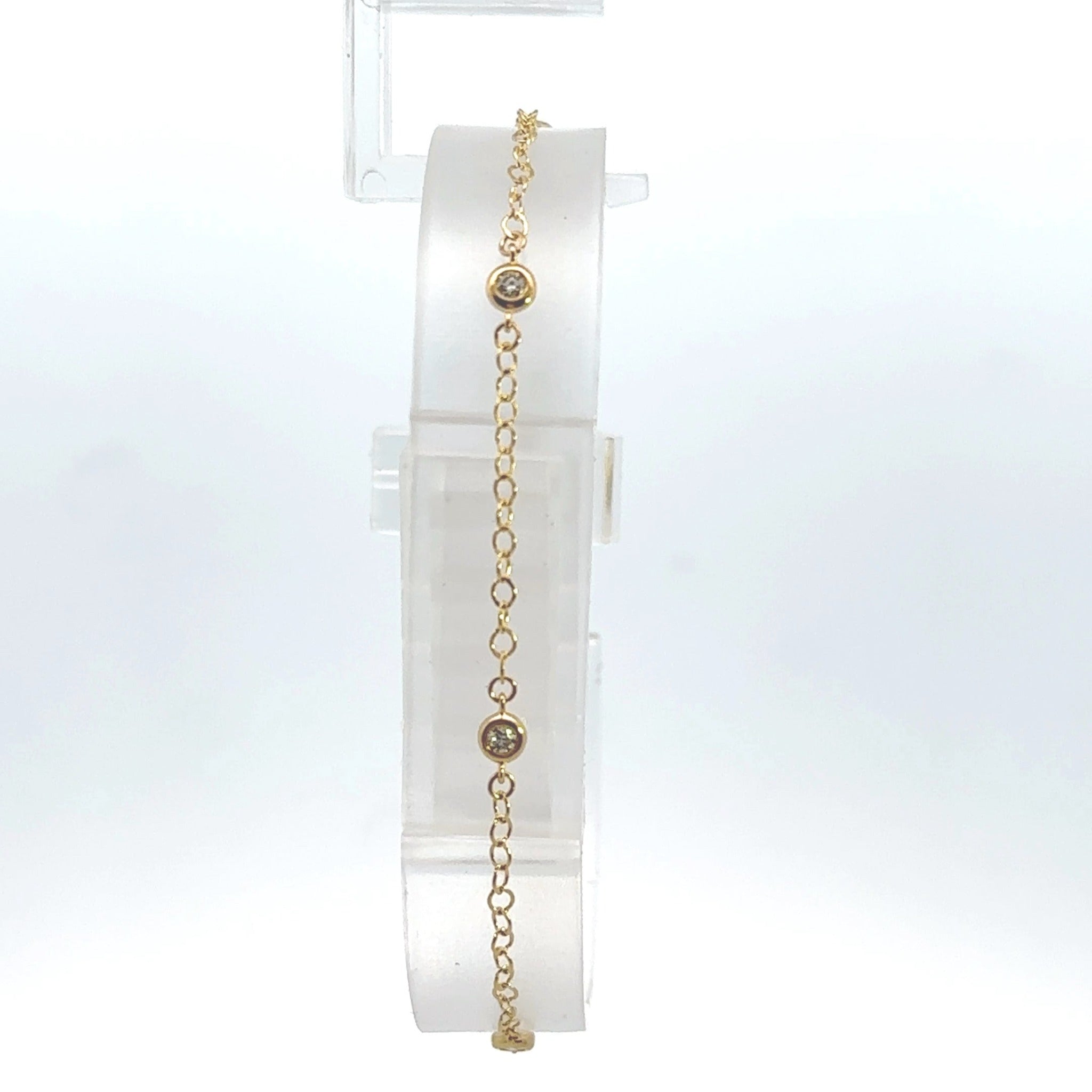 14K Yellow Gold .13CT Station Bracelet