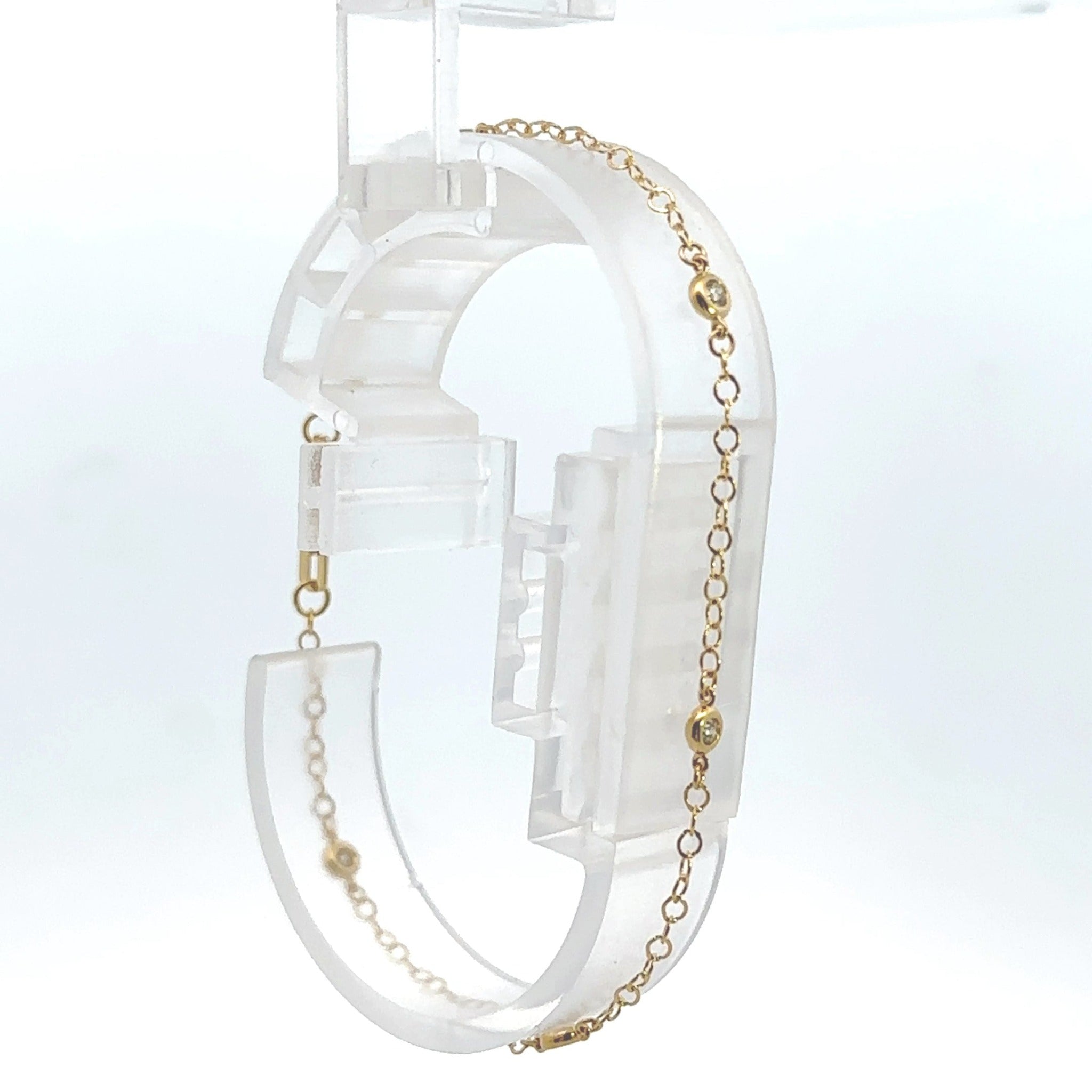 14K Yellow Gold .13CT Station Bracelet