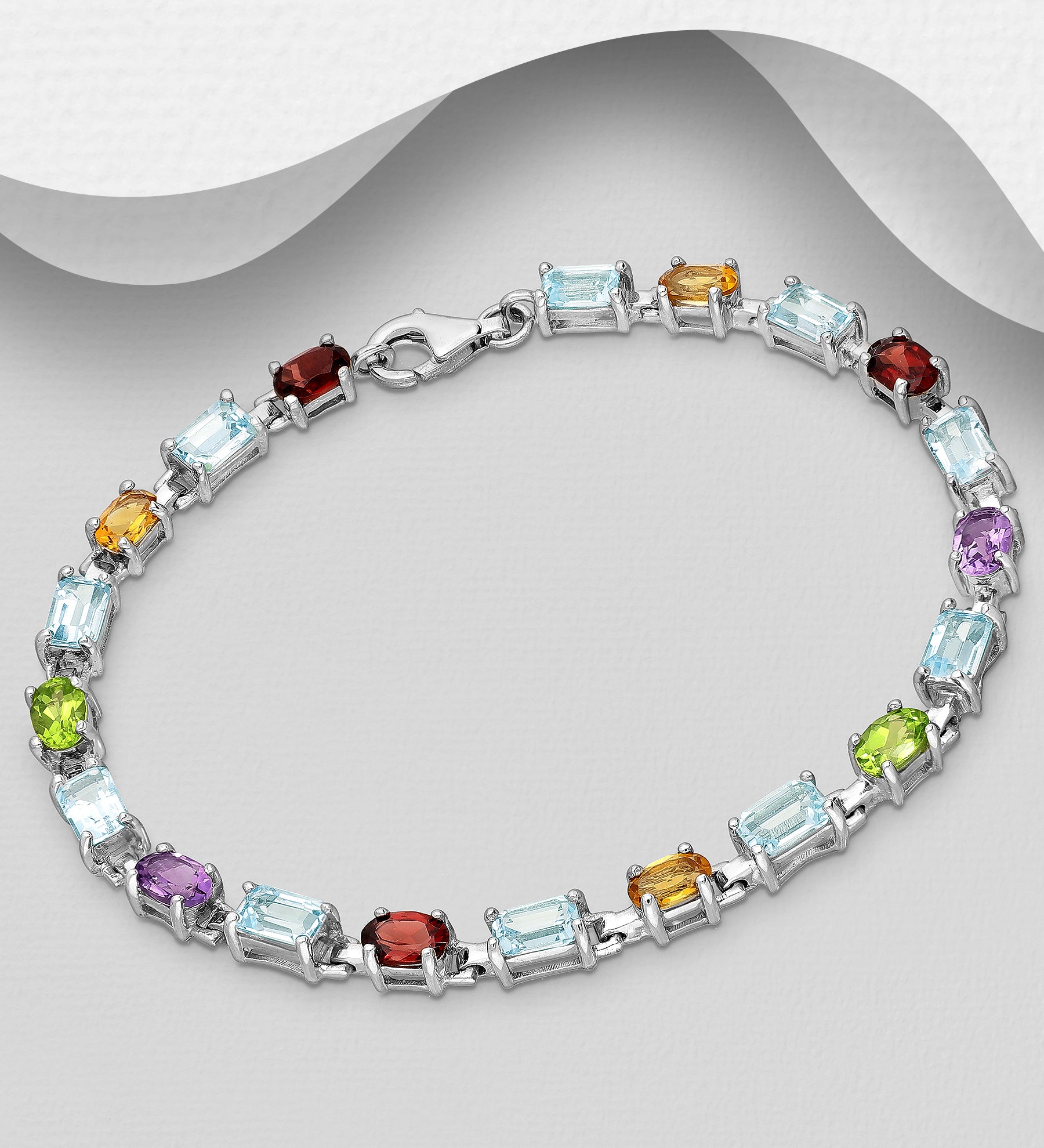 Multi-Gemstone Tennis Bracelet