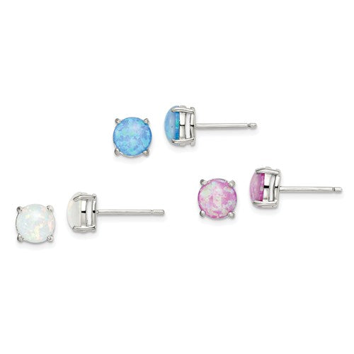 Sterling Silver Opal Studs