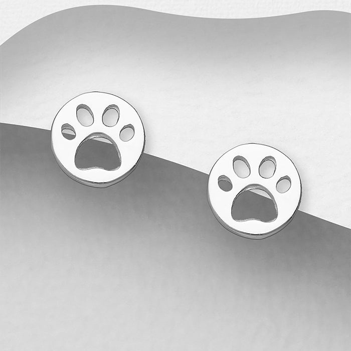 CARA Circle Paw Print Cutout Stud Earrings