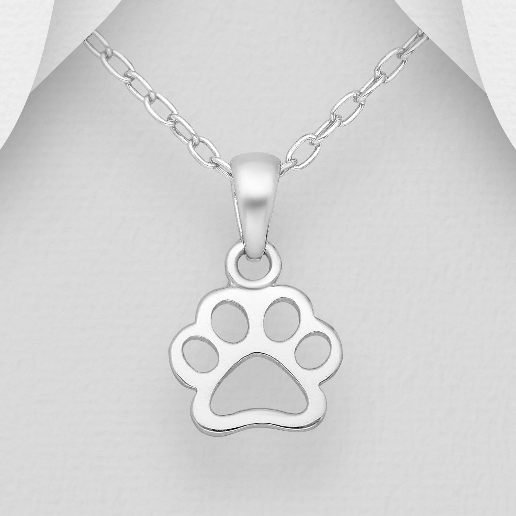 CARA Sterling Silver Paw Print Pendant Necklace