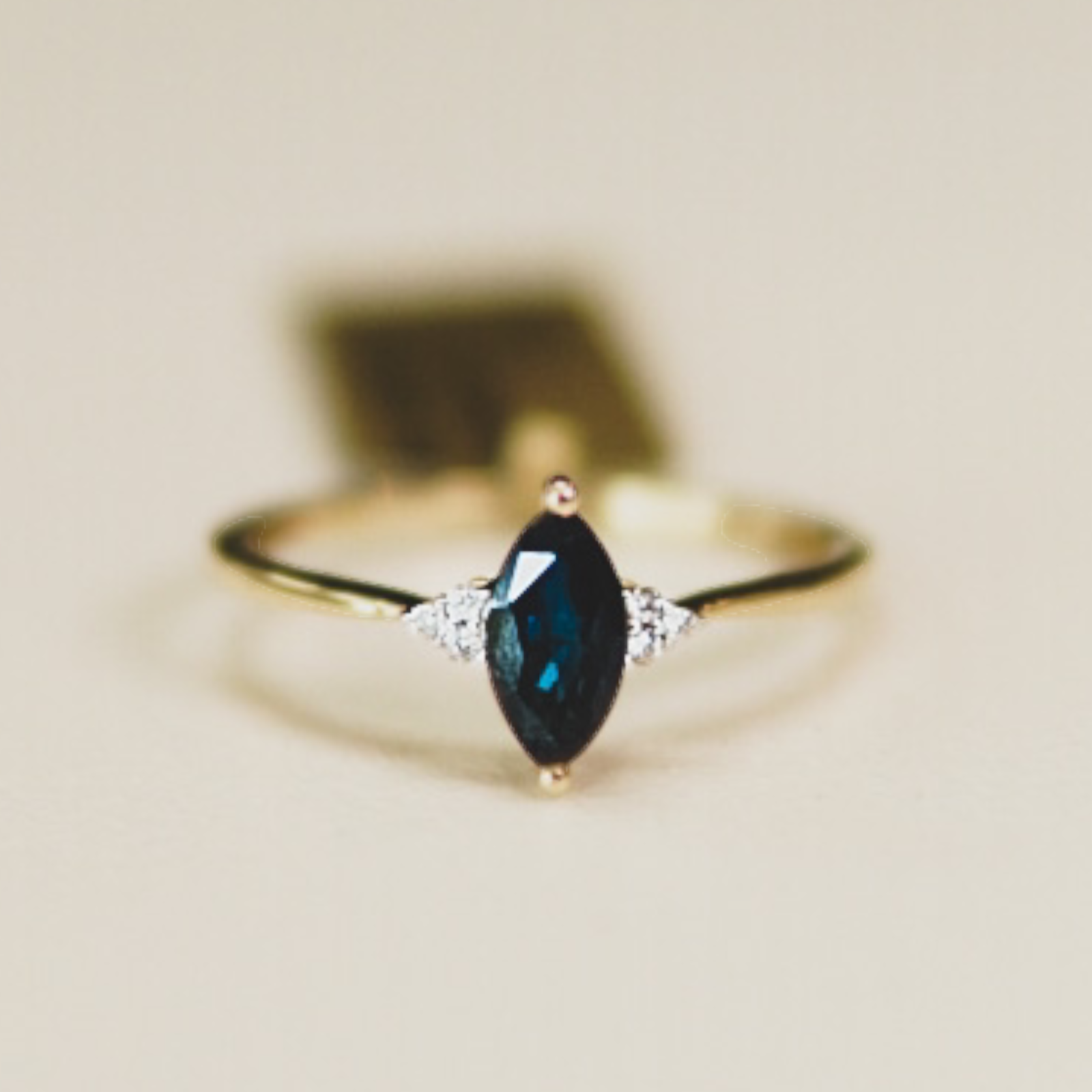 10K Yellow Gold Three-Stone Marquise Sapphire & Diamond Ring