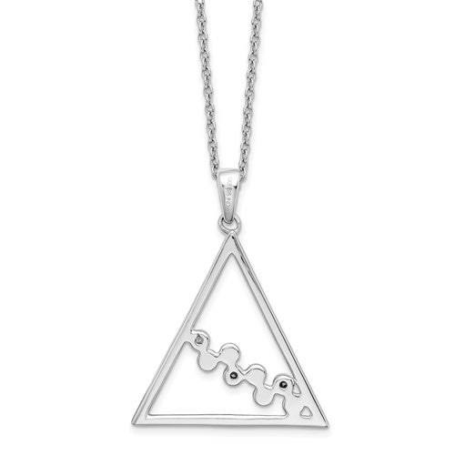 Sterling Silver 1/50CT Diamond Triangle Pendant Necklace