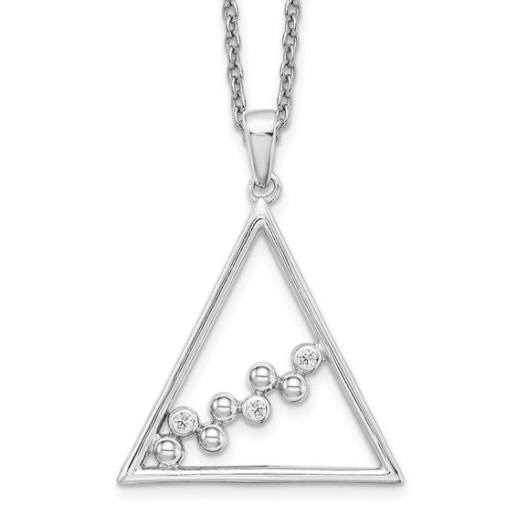 Sterling Silver 1/50CT Diamond Triangle Pendant Necklace