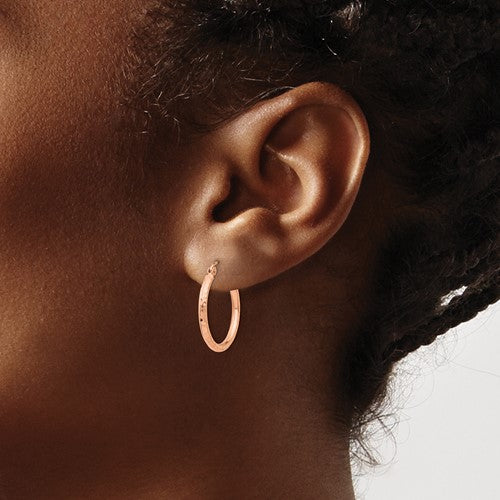 Rose Gold Gold Diamond Cut Hoops
