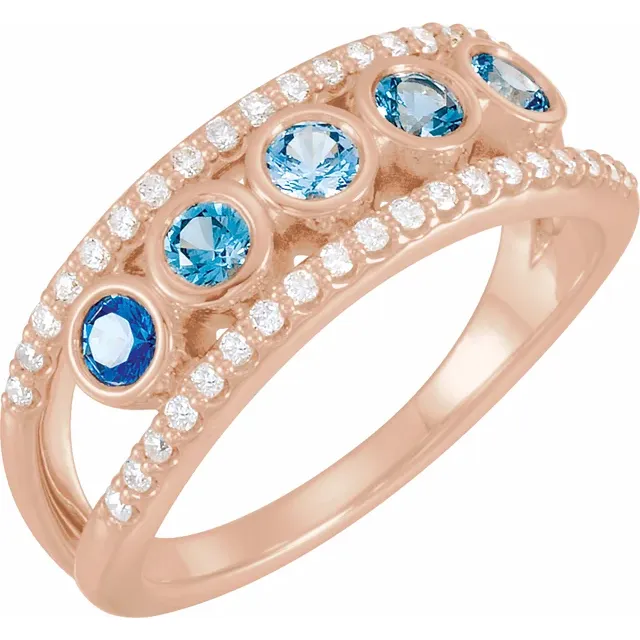 Family Ring - 5 Stone Accented Negative-Space Ring